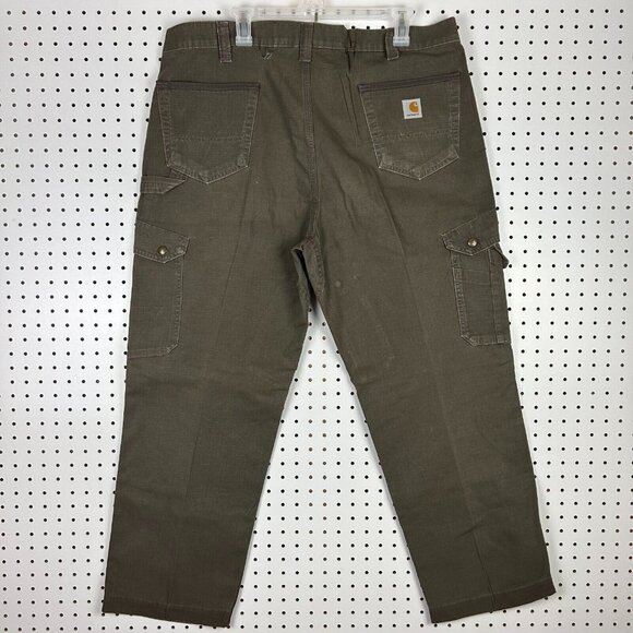 Carhartt Cargo Carpenter Pants 40x30 Brown Distressed Work Wear B342 DFE Relaxed - Picture 1 of 7